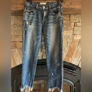 Moussy Vintage Distressed Frayed Hem Jeans